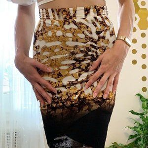 JUST CAVALLI Animal Print beaded Pencil Skirt XS